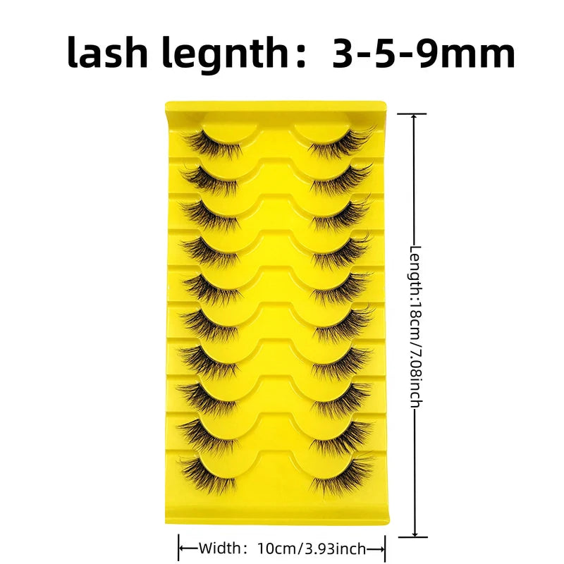 10 Pairs Elegant Faux False Eyelashes, Wispy Cat Eye Design for Natural Fluffiness - Perfect for Everyday Glamour